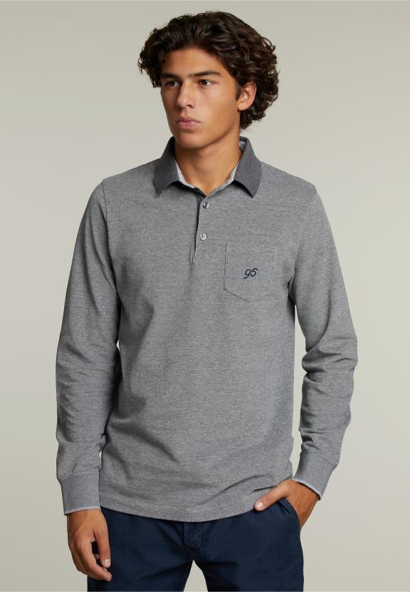 Custom Fit Cotton Polo With Pocket Graphite Mix - Gris