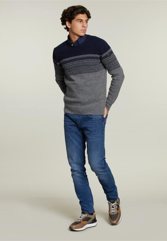Custom Fit Woolen Sweater Navy - Bleu