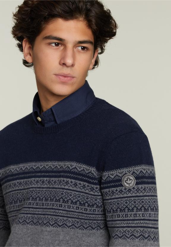 Custom Fit Woolen Sweater Navy - Bleu