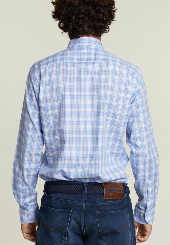 Custom Fit Checked Shirt Multi - Blauw