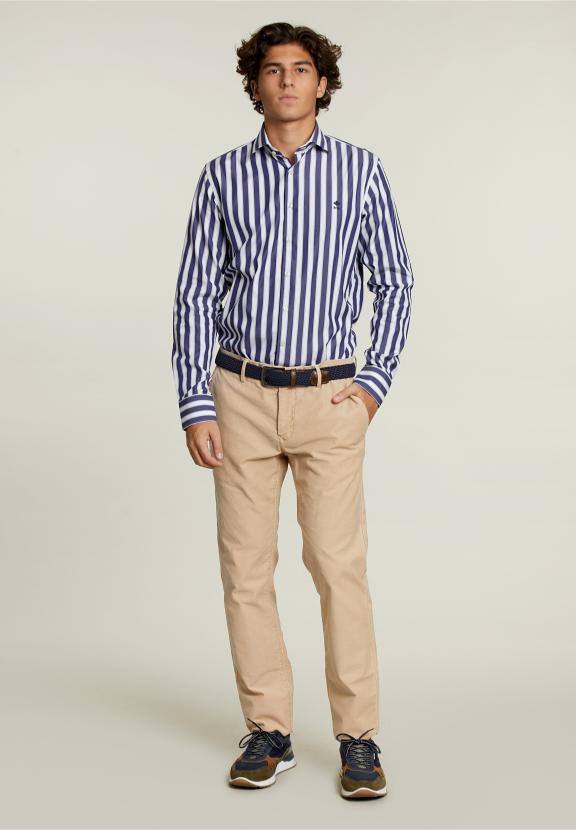 Custom Fit Striped Shirt Multi - Blauw