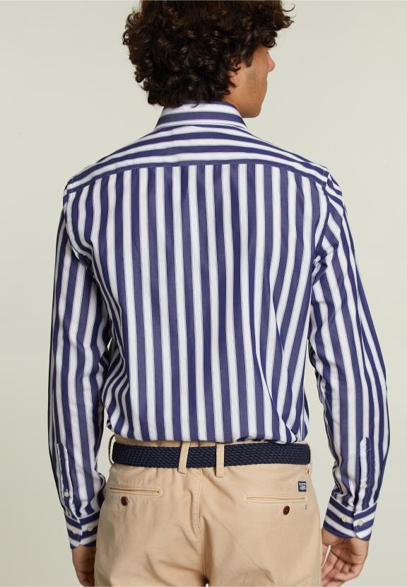 Custom Fit Striped Shirt Multi - Blauw