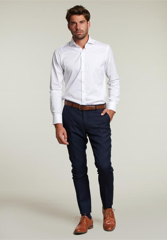 Slim Fit Uni Shirt White - Wit