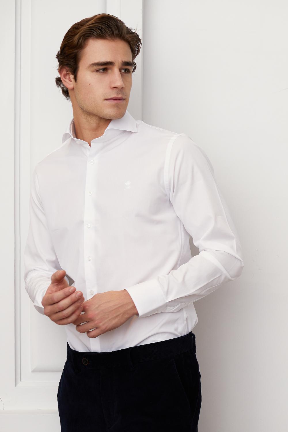 Slim Fit Uni Shirt White - Wit