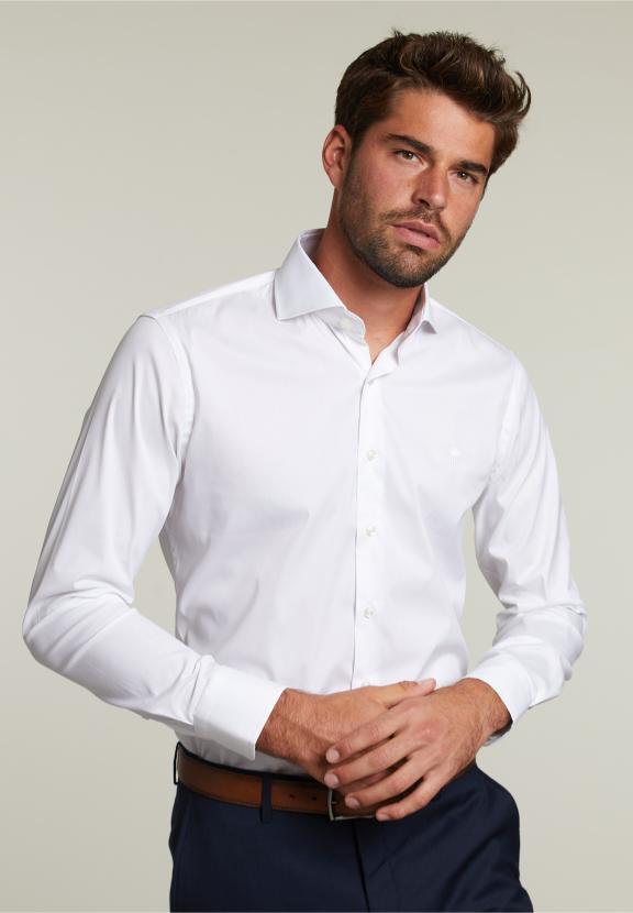 Slim Fit Uni Shirt White - Wit