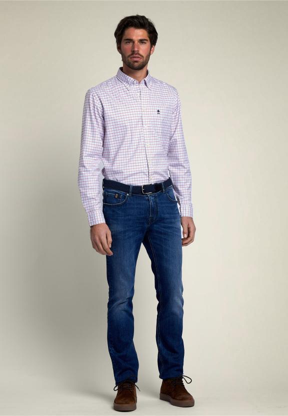 Op Maat Gemaakte Geruite Overhemd Multi - Rood - D-000 - W