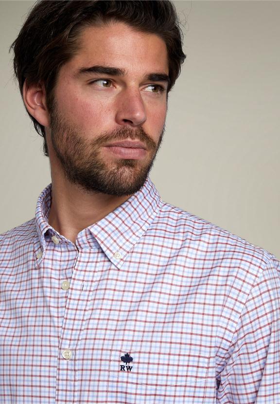 Op Maat Gemaakte Geruite Overhemd Multi - Rood - D-000 - W