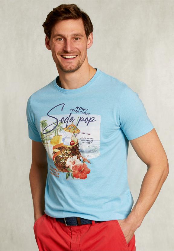 Normal Fit Basic T-Shirt Bora Bora Mel - Blauw