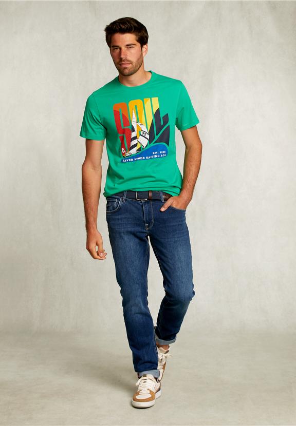 Normal Fit Basic T-Shirt In Papaya - Vert