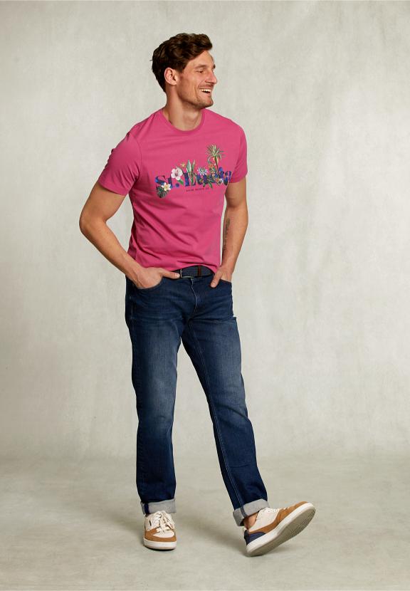 Normal Fit Basic T-Shirt In Amaranth - Roze