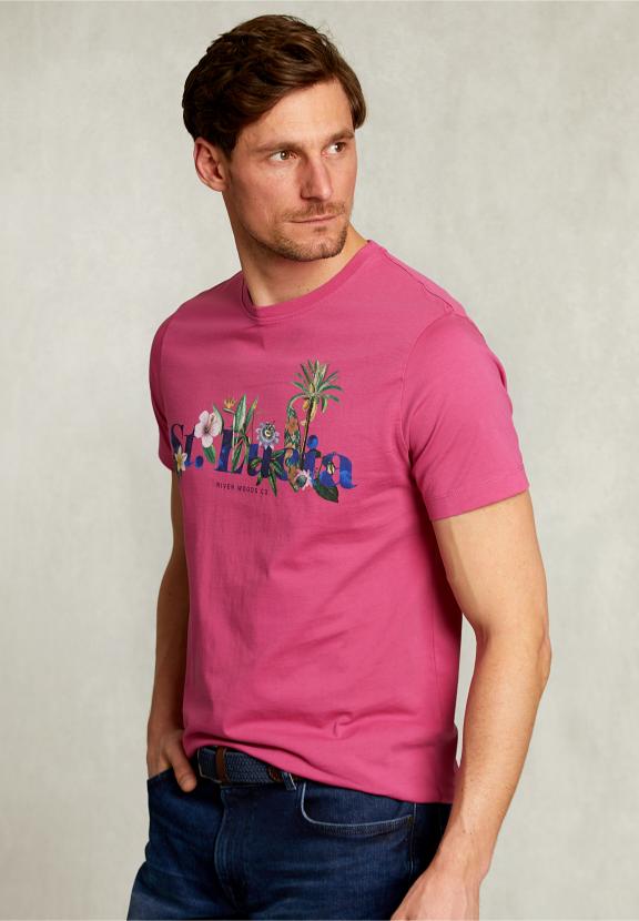 Normal Fit Basic T-Shirt In Amaranth - Roze