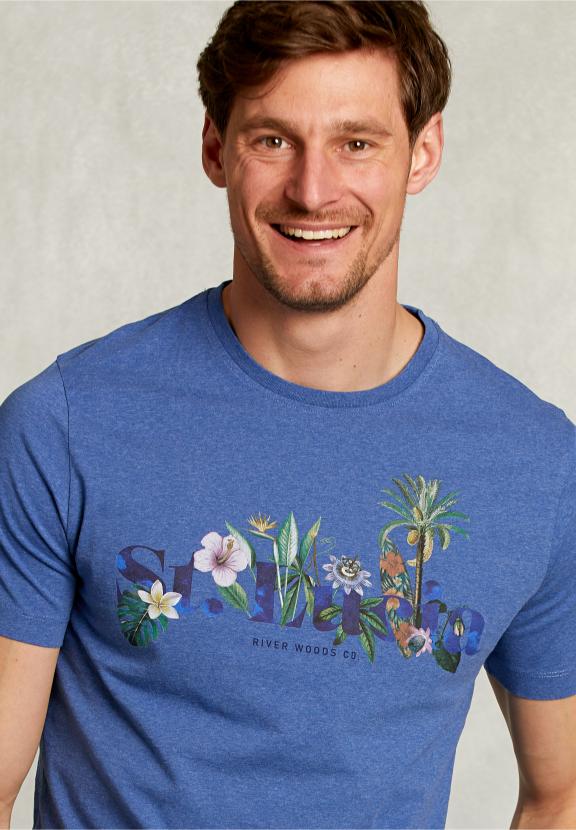 Normal Fit Basic T-Shirt Wallstreet Mel - Blauw
