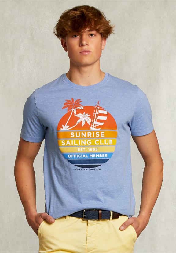 Normal Fit Basic T-Shirt Blue Gin Mel - Blauw