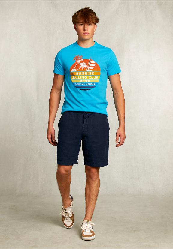 Normal Fit Basic T-Shirt In Aruba - Blauw