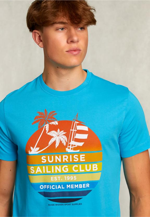 Normal Fit Basic T-Shirt In Aruba - Blauw