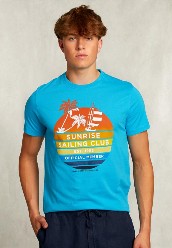 Normal Fit Basic T-Shirt In Aruba - Blauw