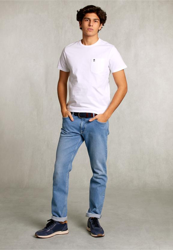 Custom Fit Pima Cotton T-Shirt Pocket White - Blanc