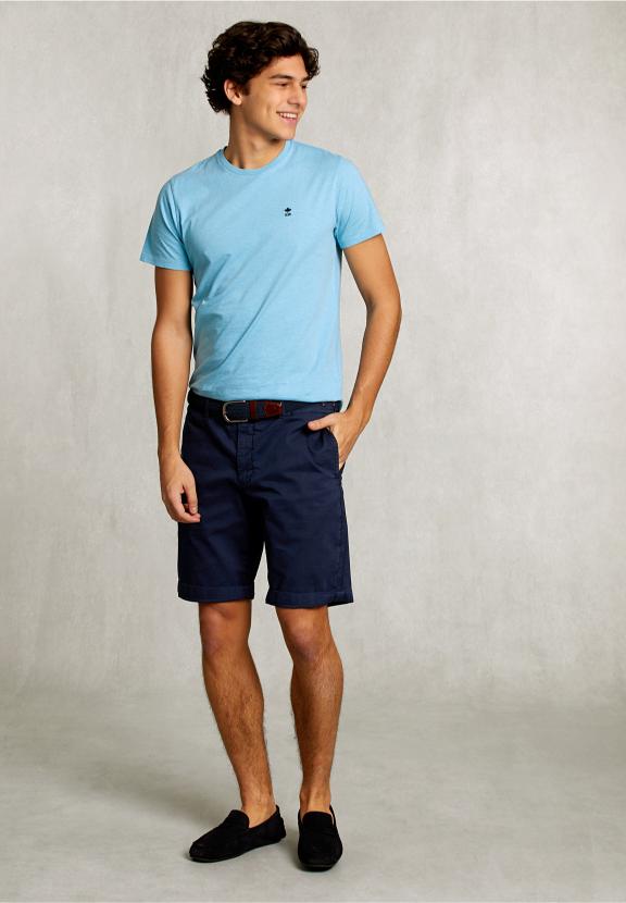 Custom Fit Pima Cotton T-Shirt Bora Bora Mix - Blauw