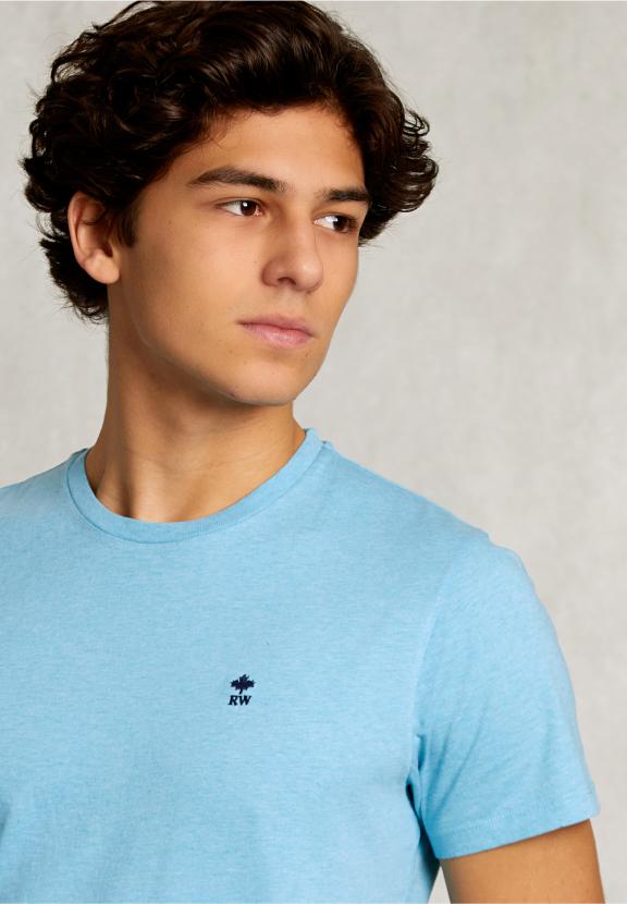 Custom Fit Pima Cotton T-Shirt Bora Bora Mix - Blauw