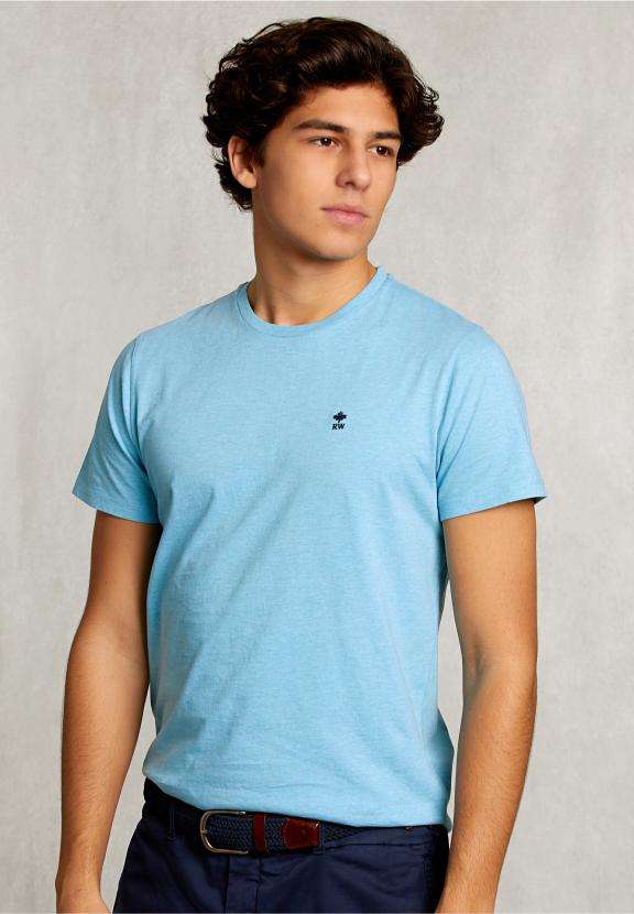 Custom Fit Pima Cotton T-Shirt Bora Bora Mix - Blauw