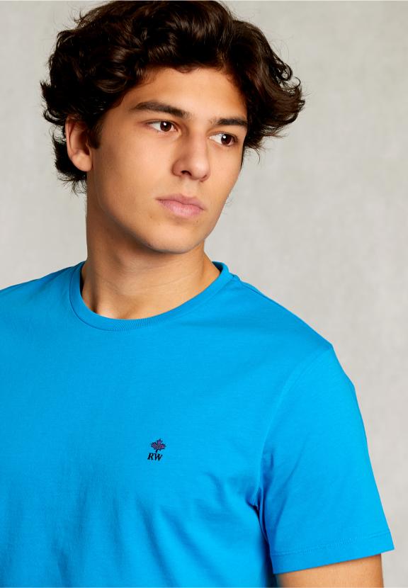 Custom Fit Pima Cotton T-Shirt Curacoa - Blauw