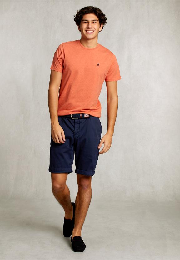 Custom Fit Pima Cotton T-Shirt Dk Serengeti Mix - Oranje