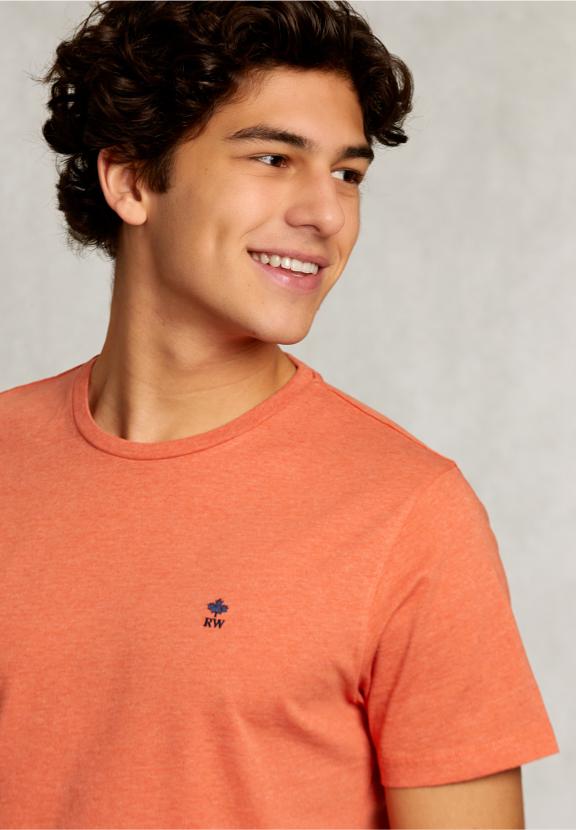 Custom Fit Pima Cotton T-Shirt Dk Serengeti Mix - Oranje