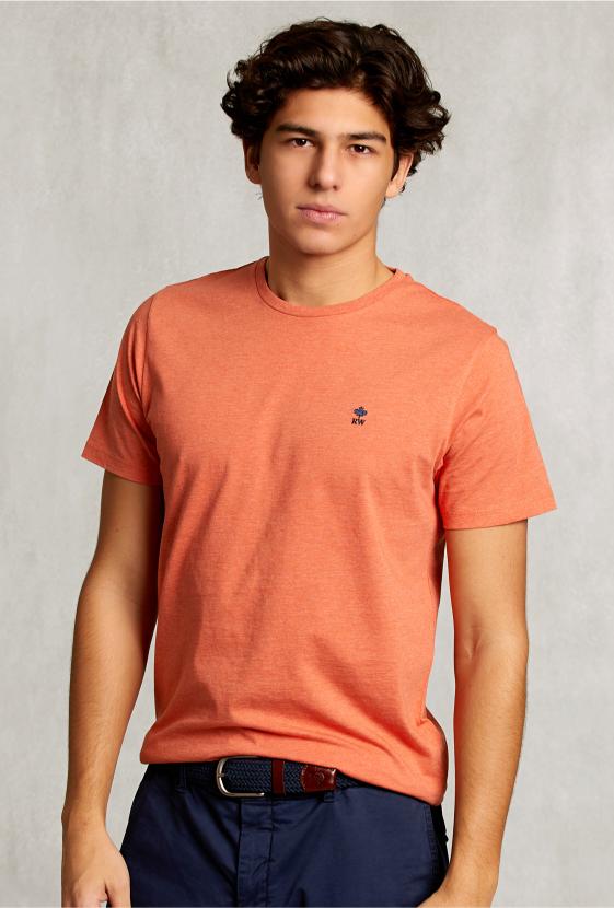 Custom Fit Pima Cotton T-Shirt Dk Serengeti Mix - Oranje