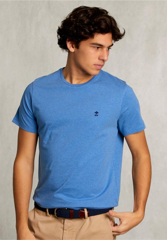 Custom Fit Pima Cotton T-Shirt Ocean Mix - Blauw