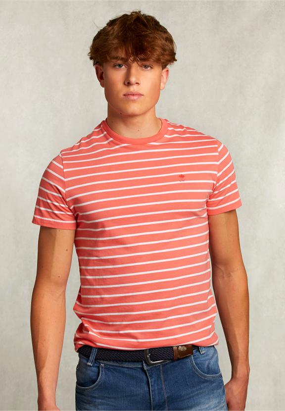 Custom Fit Striped T-Shirt Bellini - Roze