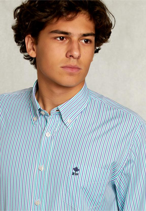Custom Fit Striped Shirt With Pocket Multi - Multi