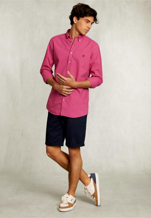Custom Fit Poplin Shirt Amaranth - Roze