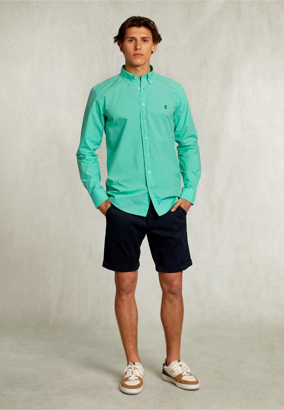 Custom Fit Poplin Shirt Ginfizz - Groen