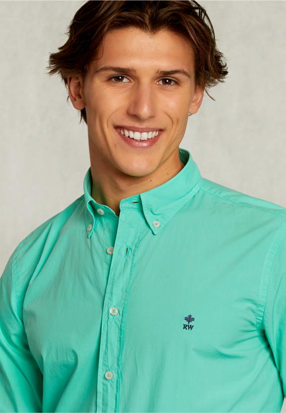 Custom Fit Poplin Shirt Ginfizz - Vert