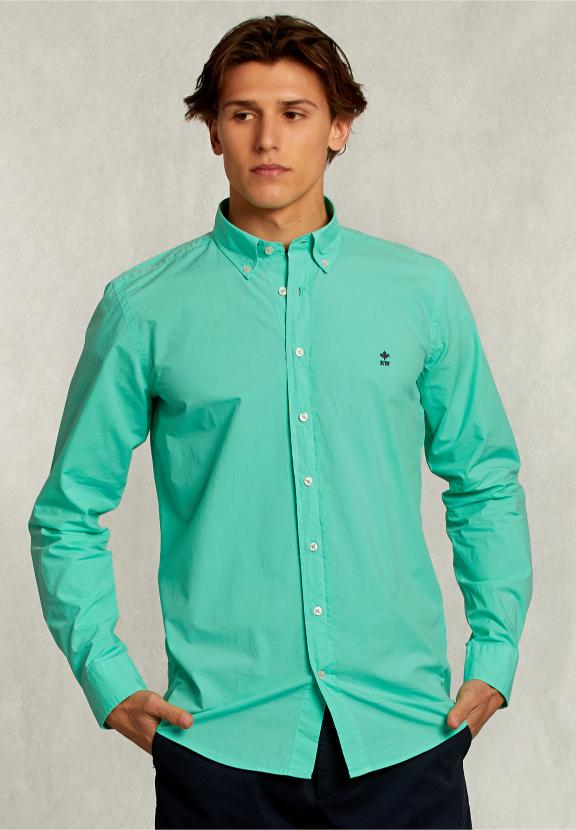 Custom Fit Poplin Shirt Ginfizz - Groen