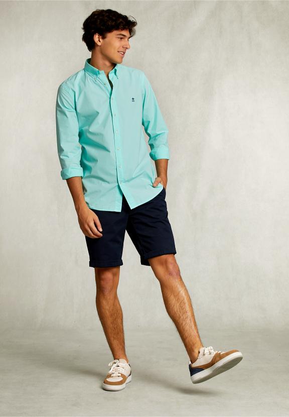 Custom Fit Poplin Shirt Lime - Groen