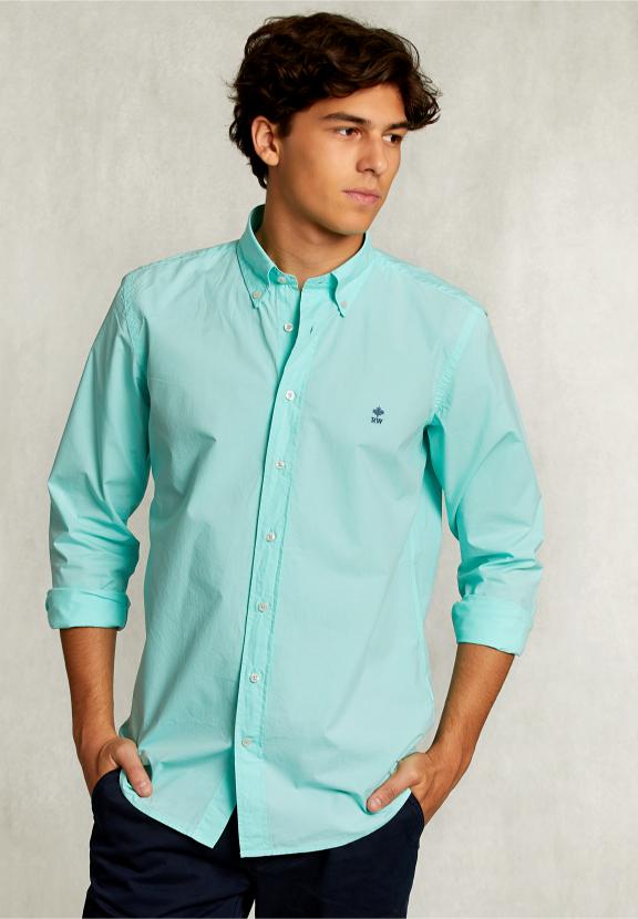 Custom Fit Poplin Shirt Lime - Groen