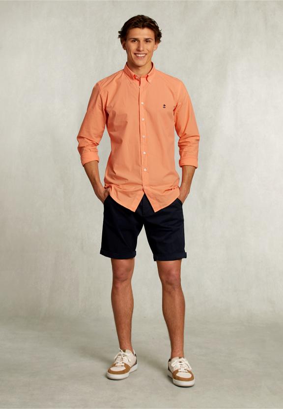 Custom Fit Poplin Shirt Lobster - Oranje
