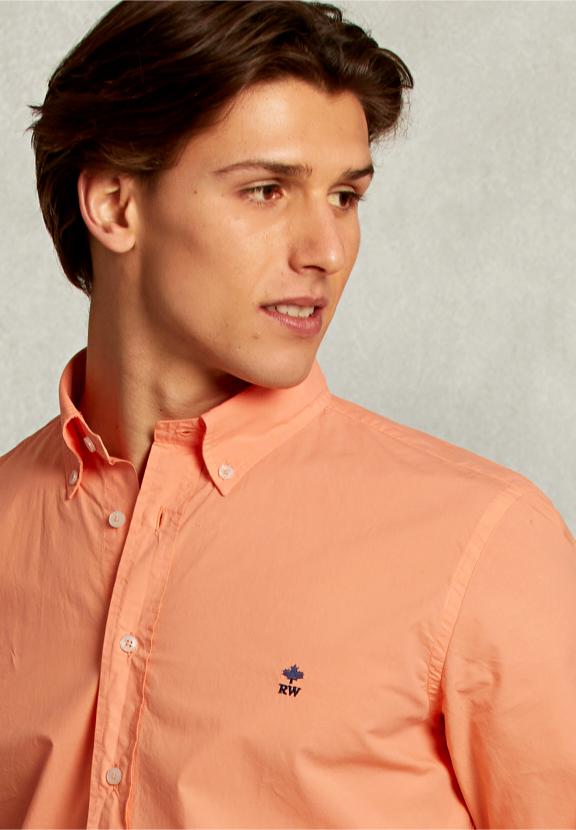Custom Fit Poplin Shirt Lobster - Oranje