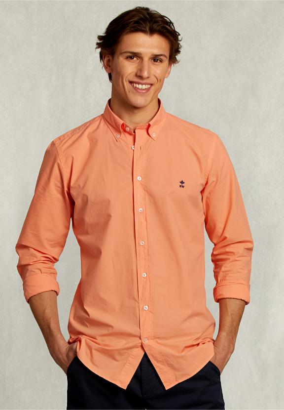 Custom Fit Poplin Shirt Lobster - Oranje