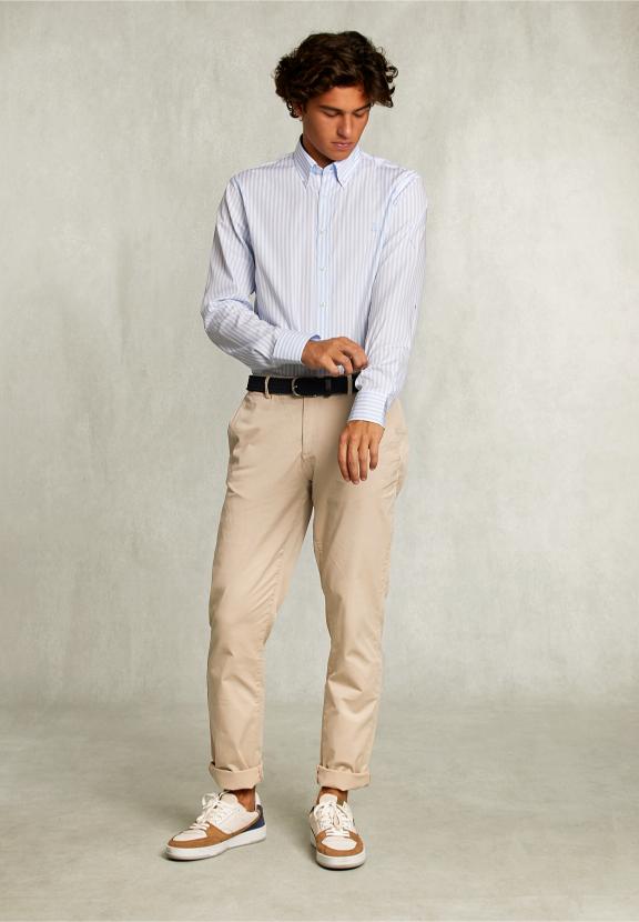 Custom Fit Striped Shirt Blue/White - Bleu