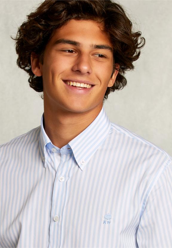 Custom Fit Striped Shirt Blue/White - Bleu