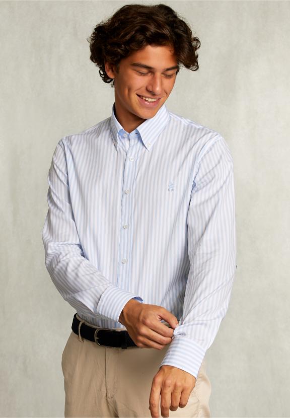Custom Fit Striped Shirt Blue/White - Bleu
