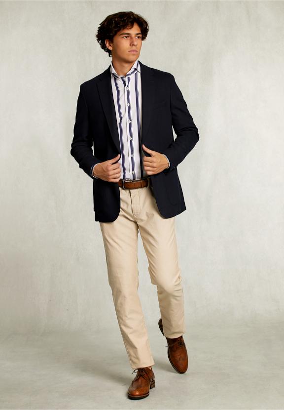 Custom Fit Striped Shirt Blue/White - Blauw