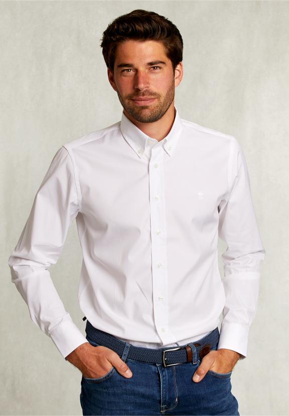 Custom Fit Uni Shirt White - Wit