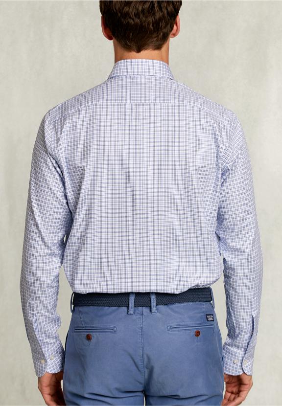 Custom Fit Checked Shirt Blue/White - Blauw