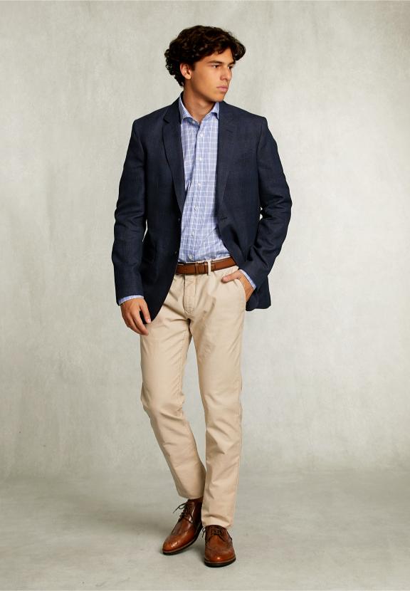 Custom Fit Checked Shirt Blue/White - Bleu