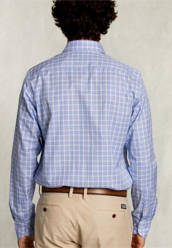 Custom Fit Checked Shirt Blue/White - Bleu
