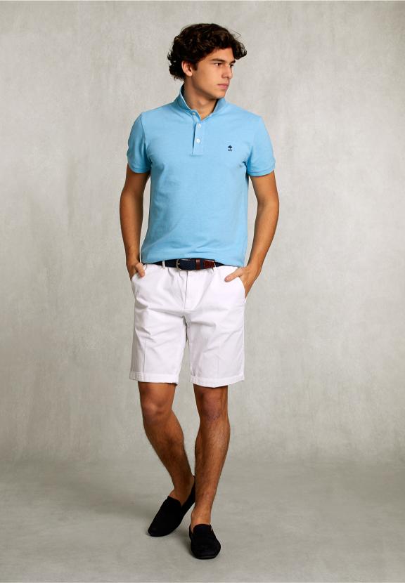 Custom Fit Pima Cotton Polo Bora Bora Mix - Blauw