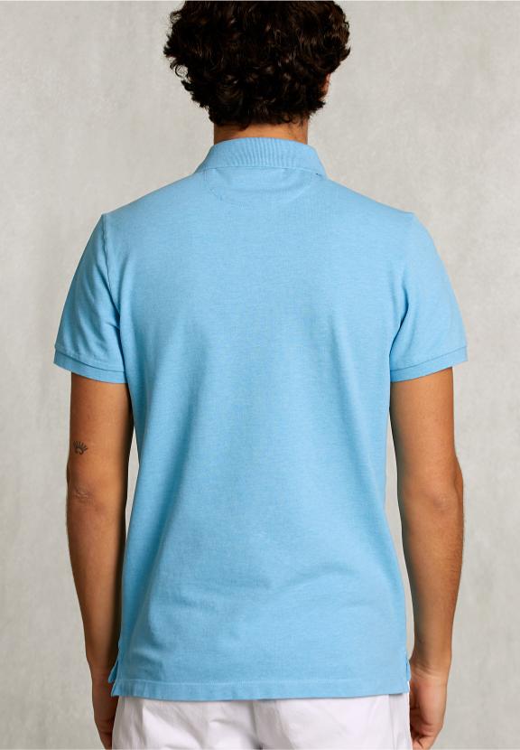 Custom Fit Pima Cotton Polo Bora Bora Mix - Blauw